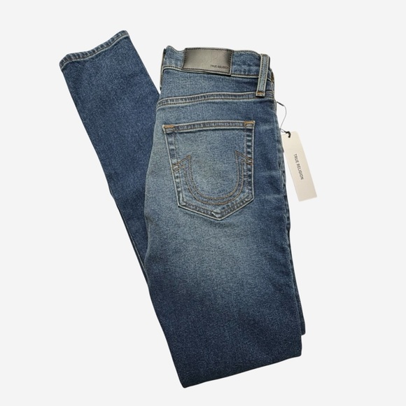 True Religion Mid-Rise Skinny Jeans Size 28 (28x31) Outrigger Blue NEW - Picture 4 of 15